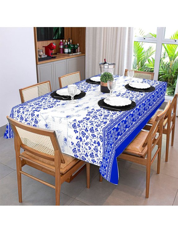 16 toalha de mesa 6 lugares flores azuis